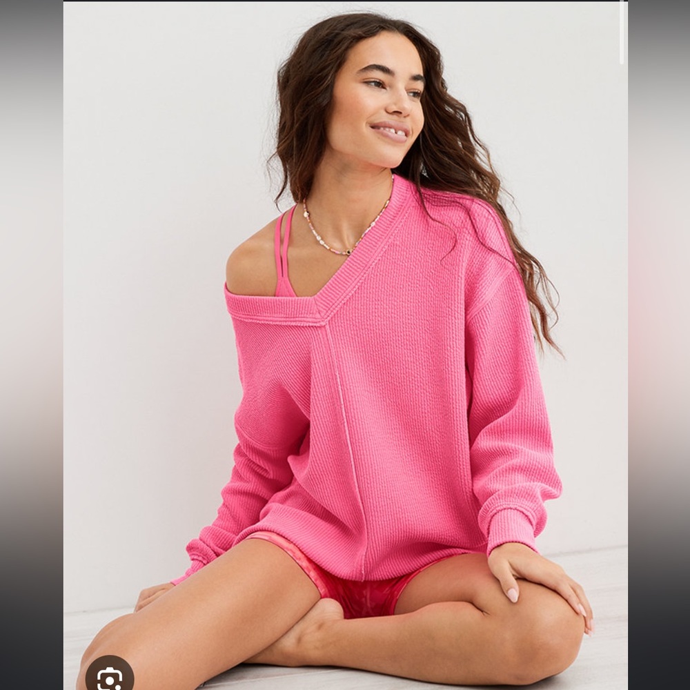 Aerie V Neck textured Sweater